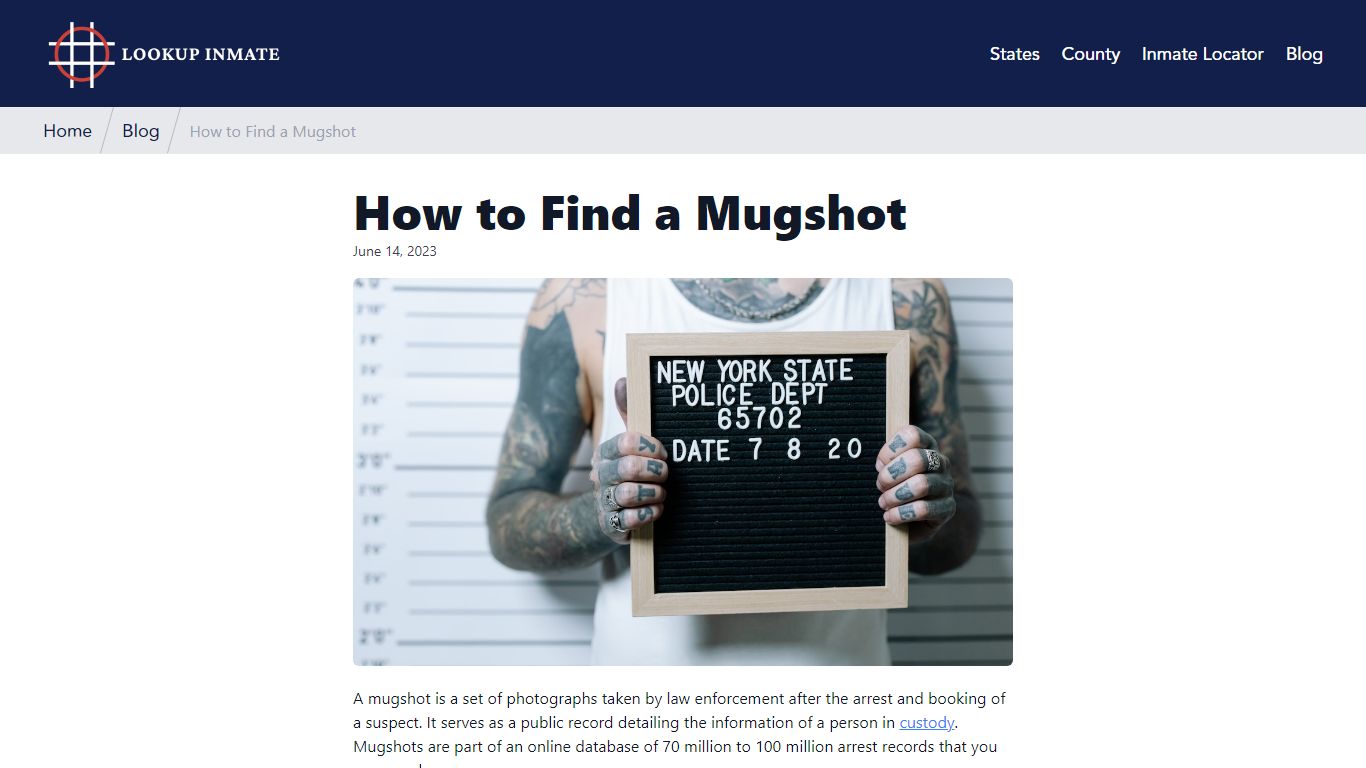 How to Find a Mugshot - Lookup Inmate